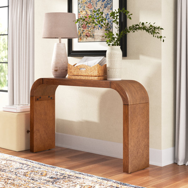 Curved console deals table with drawers